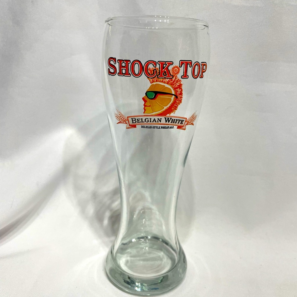 Shock Top Belgian-Style Wheat Beer Orange Logo Tall Pilsner 16 oz LIKE NEW!